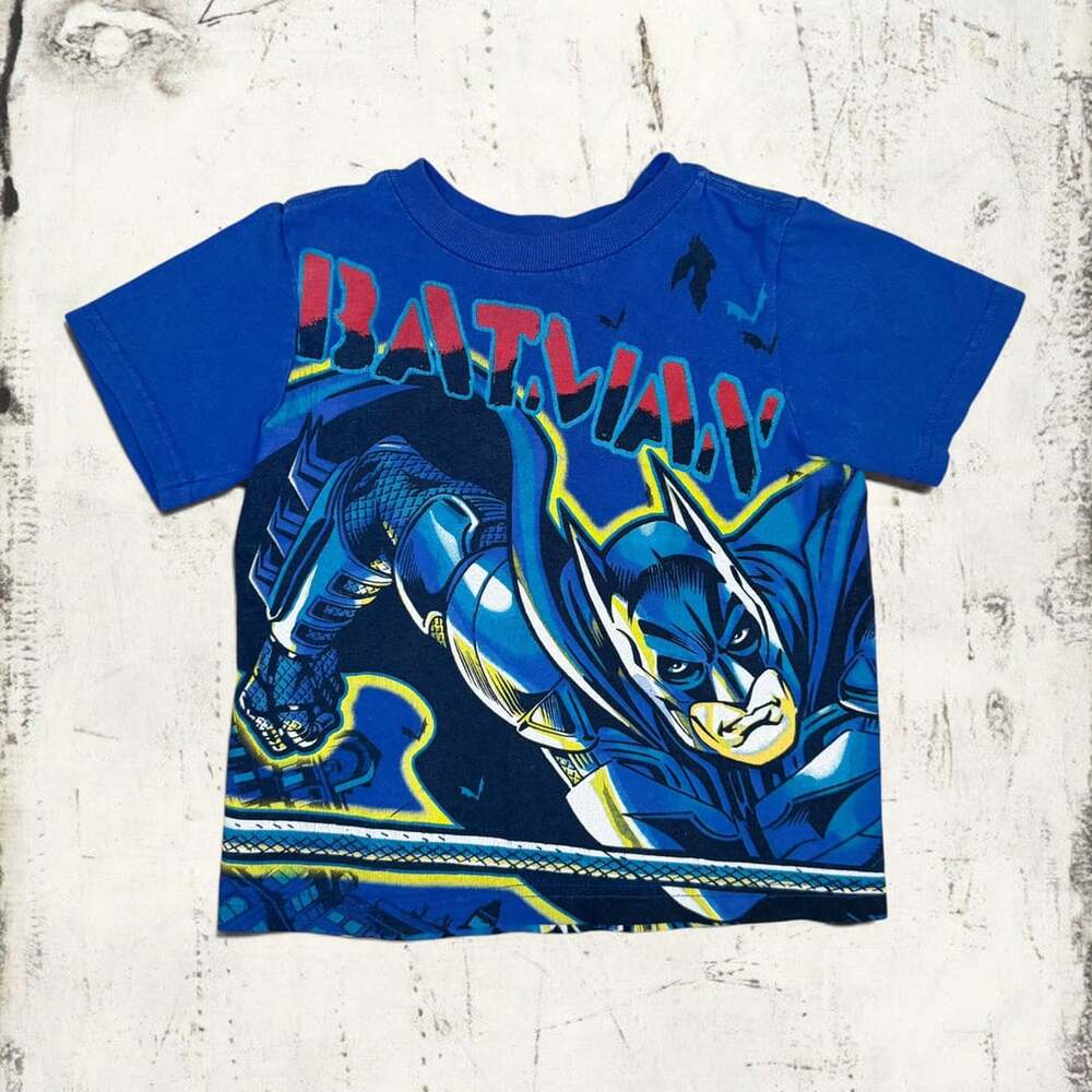 Vintage 1990s DC Comics Batman Blue All-Over Print Youth T-Shirt